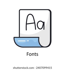 Fonts vector Filled outline doodle Design illustration. Symbol on White background EPS 10 File 