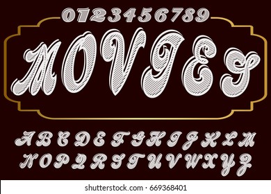 Font.script.typeface.vector.old style named movies