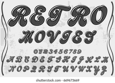 Font.script.typeface.vector.old style named  retro movies