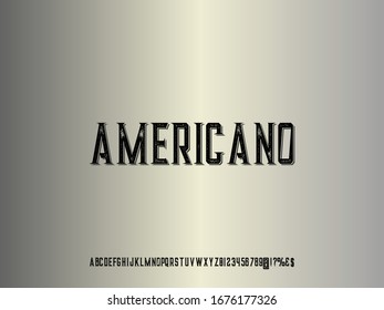 Font.Typeface.alphabet.Script.Shadow Effect.Handcrafted handwritten vector label design old style.vintage Hand Drawn.Retro Typography.Vector Illustration.named americano