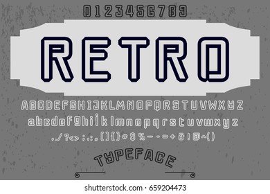 Font.typeface.handcrafted vector.Alphabet.script.named retro
