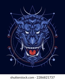 Ilustración del logotipo de la cabeza del perro de pie
