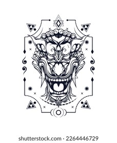 Foo dog tattoo vector illustration