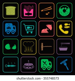 food 16 icons universal set for web and mobile flat