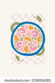 Food abstract elements. Food and healsy composition. Modern trendy Matisse minimal style. Restaurant and kitchen poster, invite. Vector arrangements for greeting card or invitation design