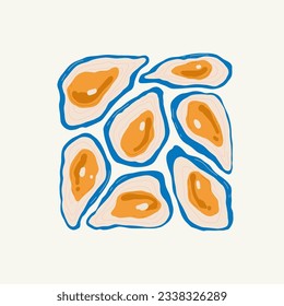 Food abstract elements. Food and healsy composition. Modern trendy Matisse minimal style. Restaurant and kitchen poster, invite. Vector arrangements for greeting card or invitation design