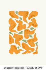 Food abstract elements. Food and healsy composition. Modern trendy Matisse minimal style. Restaurant and kitchen poster, invite. Vector arrangements for greeting card or invitation design