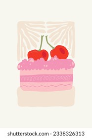 Food abstract elements. Food and healsy composition. Modern trendy Matisse minimal style. Restaurant and kitchen poster, invite. Vector arrangements for greeting card or invitation design