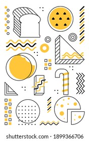 Food Abstract patterns illustration. food geometric poster
