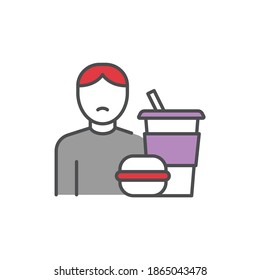 Food addiction line color icon. Sign for web page, mobile app