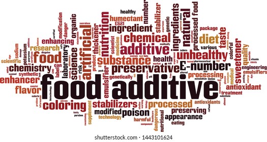 Food additive word cloud concept. Collage made of words about food additive. Vector illustration 