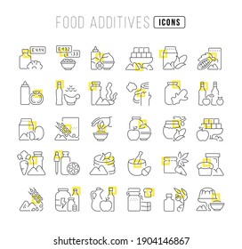 Food Additives. Collection of perfectly thin icons for web design, app, and the most modern projects. The kit of signs for category Food and Drinks.