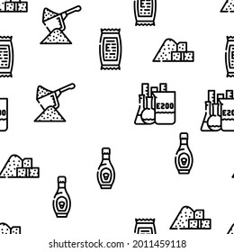 Food Additives Formula Vector Seamless Pattern Thin Line Illustration