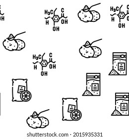 Food Additives Formula Vector Seamless Pattern Thin Line Illustration