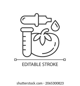 Food additives and preservatives linear icon. Food supplement. Products with harmful substances. Thin line customizable illustration. Contour symbol. Vector isolated outline drawing. Editable stroke