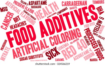 Food Additives word cloud on a white background. 