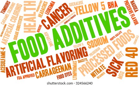Food Additives word cloud on a white background. 