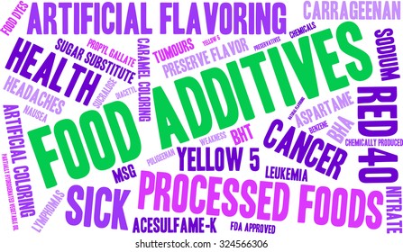 Food Additives word cloud on a white background. 
