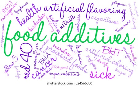 Food Additives word cloud on a white background. 
