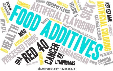 Food Additives word cloud on a white background. 