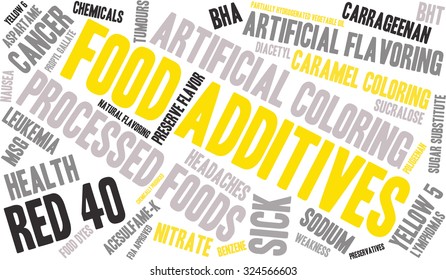 Food Additives word cloud on a white background. 
