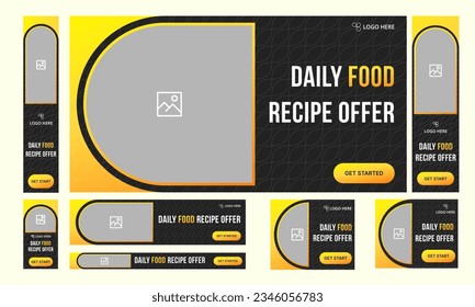 Food ads web set banner templates for social media posts, minimal design concept, vector illustration eps 10 file format