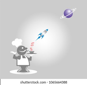 Food advertisement vector illustration creative graphic design. Abstract funny background of getting energized from a hot delicious dish. 