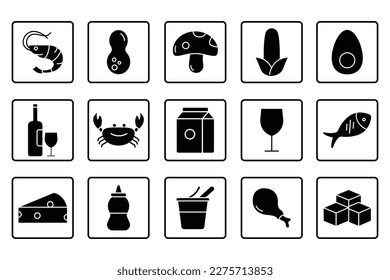 Food allergen icon set illustration. Solid icon style. Simple vector design editable