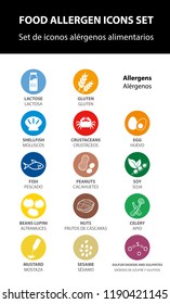 food allergen icons set, vector.