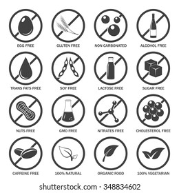 Food Allergen Icons Set. Vector EPS8 Illustration.