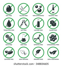 Food allergen icons set. Vector EPS8 illustration.