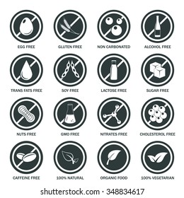 Food allergen icons set. Vector EPS8 illustration.