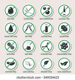 Food allergen icons set. Vector EPS10 illustration.