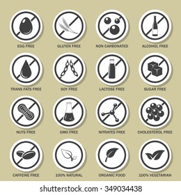 Food allergen icons set. Vector EPS10 illustration.