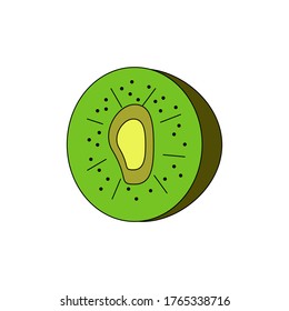 Food allergen - kiwi. Cut kiwi fruit vector illustration in flat style isolated on white background. Organic fruit icon for magazine, poster, menu cover, web design.