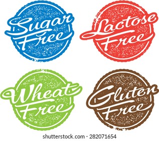 Food Allergen Stamps - Sugar, Lactose, Wheat & Gluten Free