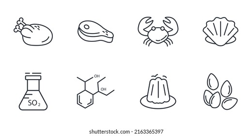 Food allergens icons set . Food allergens pack symbol vector elements for infographic web