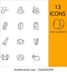 Food allergens icons set . Food allergens pack symbol vector elements for infographic web