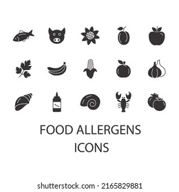 Food allergens icons set . Food allergens pack symbol vector elements for infographic web