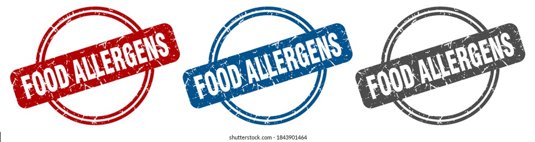 Food Allergens Round Isolated Label Sign. Food Allergens Stamp