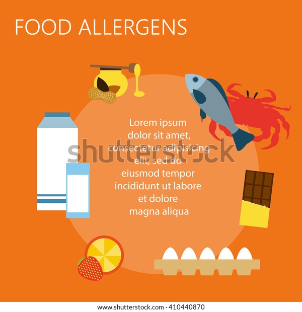 Food Allergens Set. Vector Illustration.Foods Cause Allergies. Milk ...