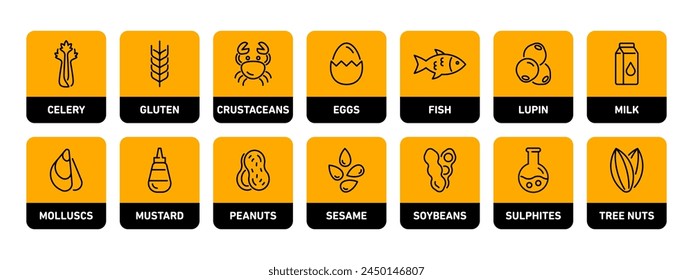 Lebensmittel Allergene Vektor-Symbole gesetzt