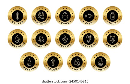 Food allergens vector icons set