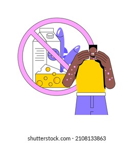 Food allergy abstract concept vector illustration. Food ingredient intolerance, allergy treatment, allergen identification, risk factor, skin rash problem, gluten free diet abstract metaphor.