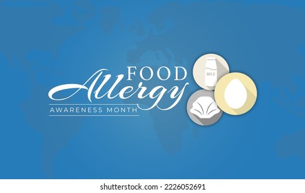 Food Allergy Awareness Month Illustration Background With Milk, Egg And Shellfish Icons
