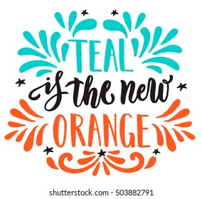 Food Allergy Pumpkin - A teal pumpkin in front of homes during Halloween is a symbol to Parents with children with food allergies. Hand lettering Teal pumpkin is the new orange.  