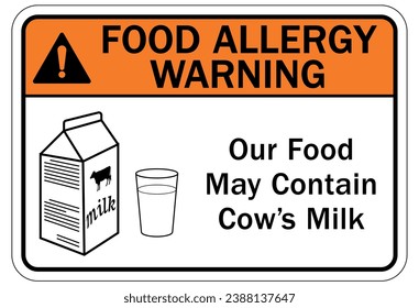 Food allergy warning sign and labels