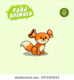 food animal combines 2 materials, cute cartoon mascot logo characters in the form of fox and candy, for business, collections, stickers, cool, cheerful, sophisticated, modern
