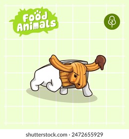food animal combines 2 materials, cute cartoon mascot logo characters in the form of bull and churros, for business, collections, stickers, cool, cheerful, sophisticated, modern