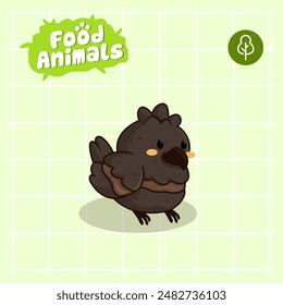 food animal combines 2 materials, cute cartoon mascot logo characters in the form of crow and blackout cake, for business, collections, stickers, cool, cheerful, sophisticated, modern